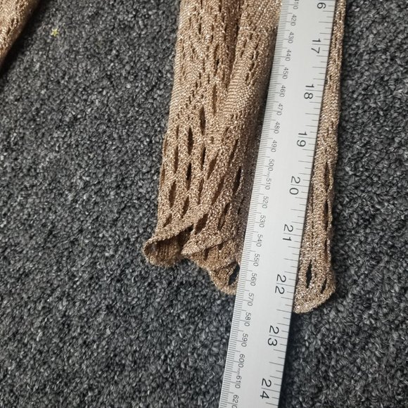 DAMIANOU Women's Made in the USA Gold Shimmer Lace Scalloped Blouse Top Size L - Picture 11 of 11